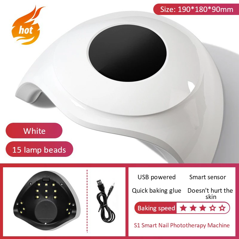45W UV 네일 건조기 램프 (자동 센서 포함) 15 UV LED 라이트 모든 젤 60s 120s 전문 매니큐어 페디큐어 네일 장비, 전문 매니큐어 페디큐어 네일 장비