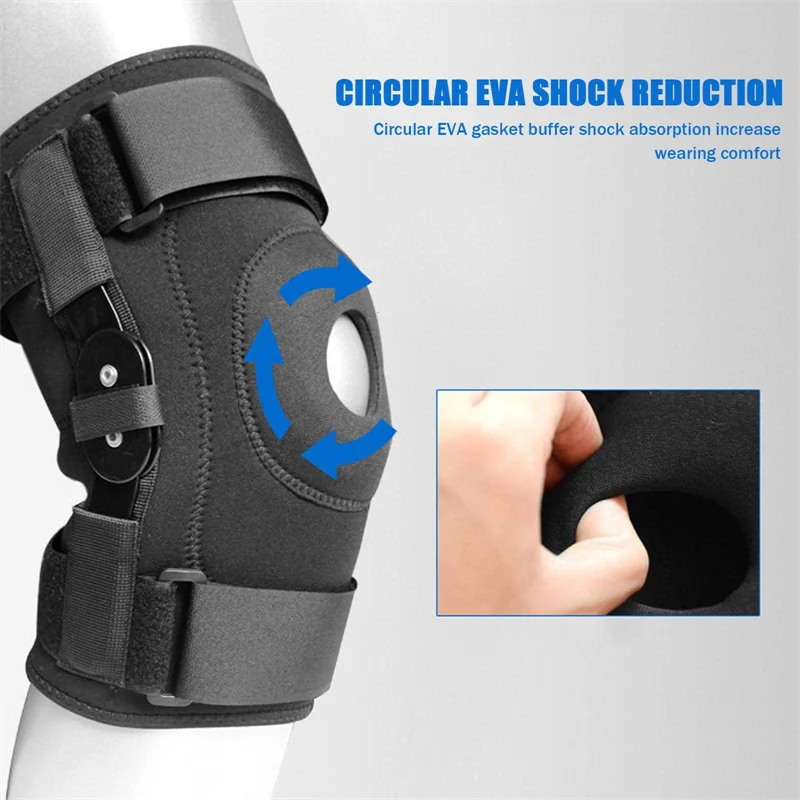 Knee Brace Hinged with Strap Side Patella Stabilizers for Protection Pain Relief for Arthritis Meniscus Tear