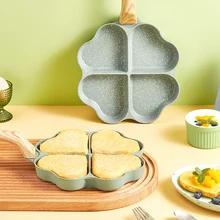 Heart Shape 4 Hole Egg Frying Pan Four Leaf Clover Egg Pan Mini Egg Poacher Non-Stick Frying Pot Pan