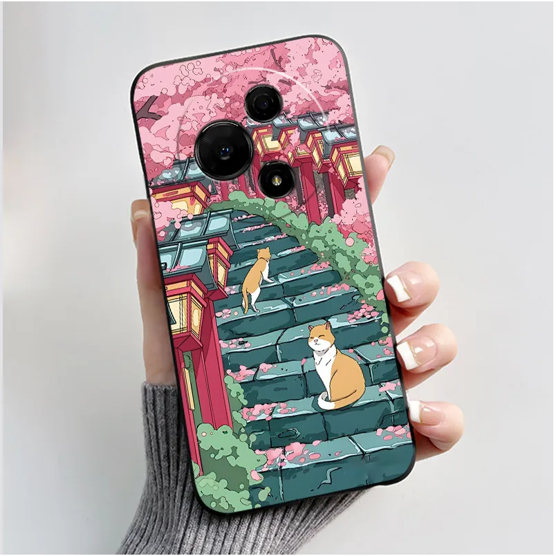 Aesthetic Cute Cat Soft Silicone Black Protective Phone Case Cover