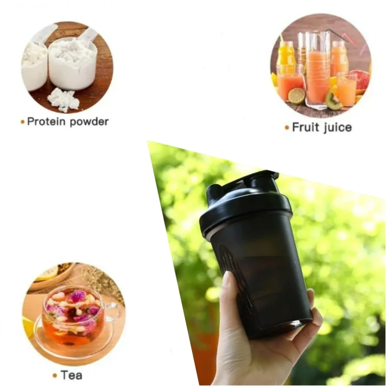 Sports Water Bottle Sports Water Cup Whey Protein Powder Mixing Bottle Fitness Gym Shaker Outdoor Portable Plastic Drink Cup