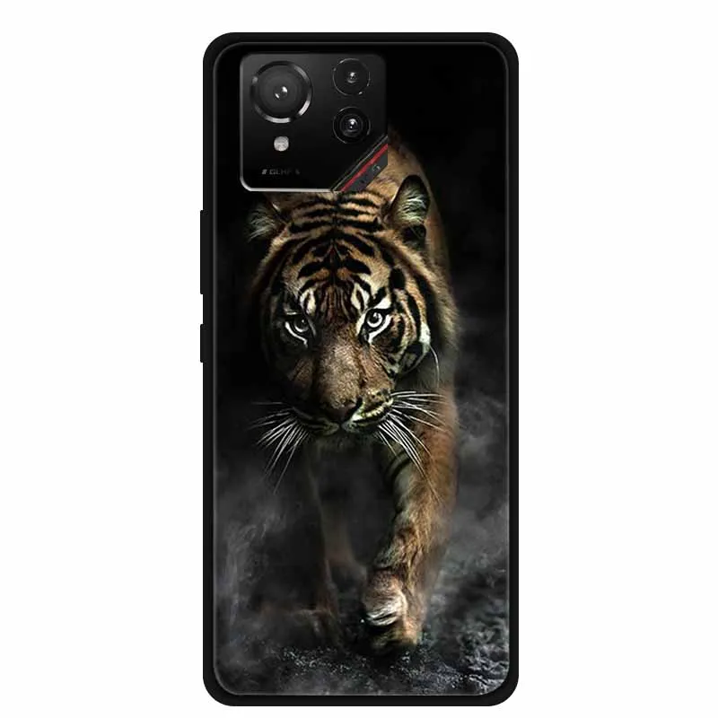 Cartoon Printed Soft Black Silicone Phone Case