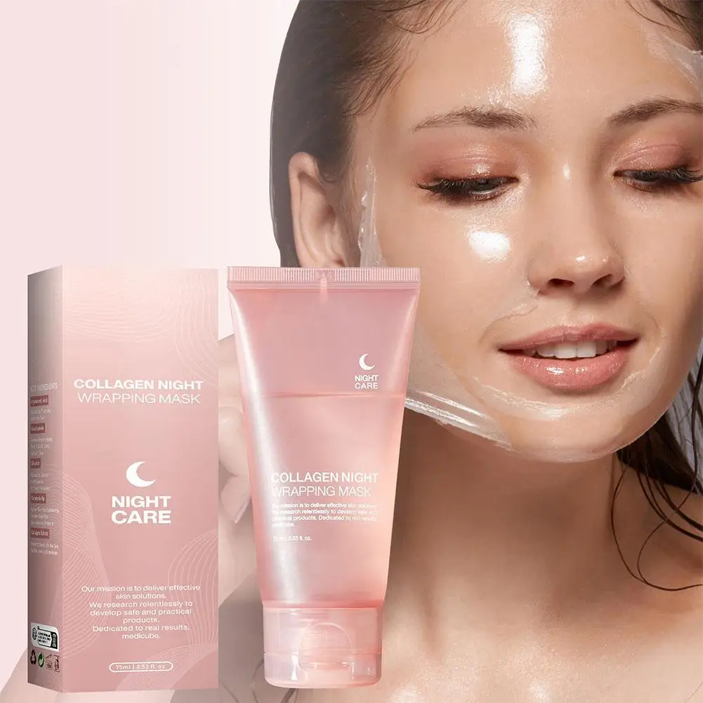 75ML Collagen Peel-Off Mask Moisturizing Firming Night Wrapping Mask Gel Face Deep Cleansing Mask Wrinkle Repair Skin Care