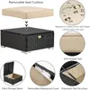 Outdoor Patio Furniture Sunbed with Retractable Canopy, PE Wicker Rattan Rectangle Sectional Sofa Set Clamshell Sectional 4