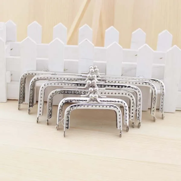 Square semicircle Glossy Silver Basic Metal Purse Frame Kiss Clasp Lock DIY Bag Accessories 6.5/8.5/10.5/12.5/15/18CM 10 Pcs/Lot jewelry making supplies,craft supplies,doll handmade accessories