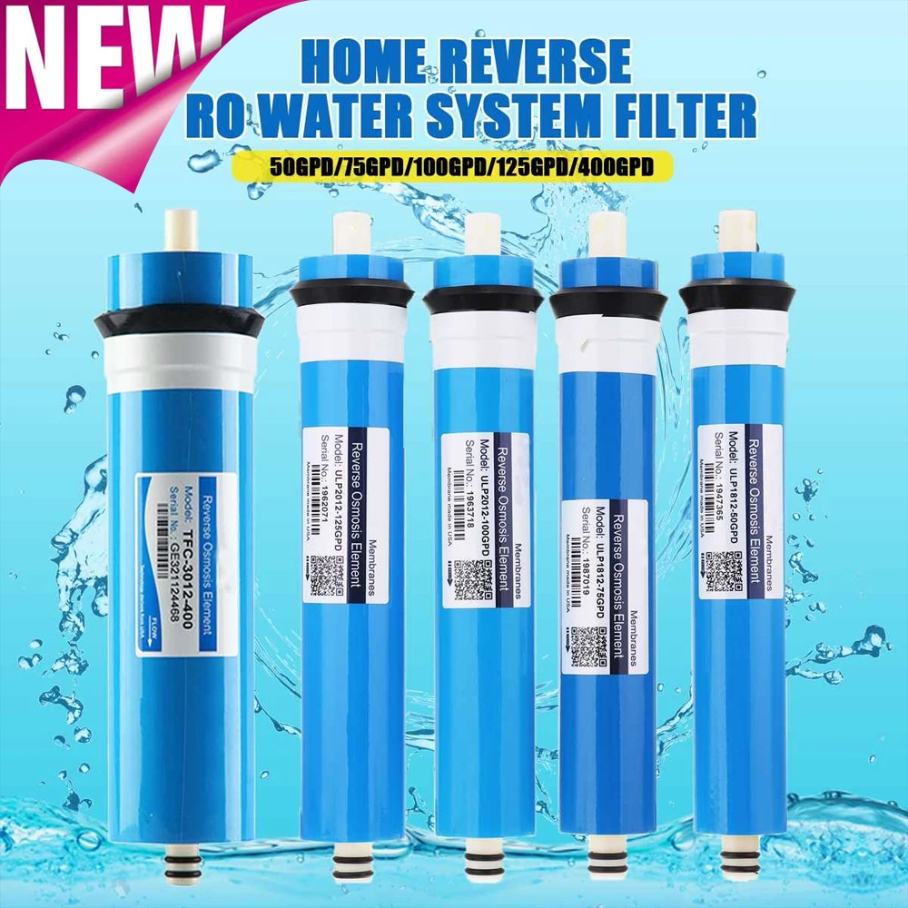 Home Kitchen Reverse Osmosis Ro Membrane 50/75/100/125/400gpd Replacement Water System Filter Water Purifier Drinking Treatment