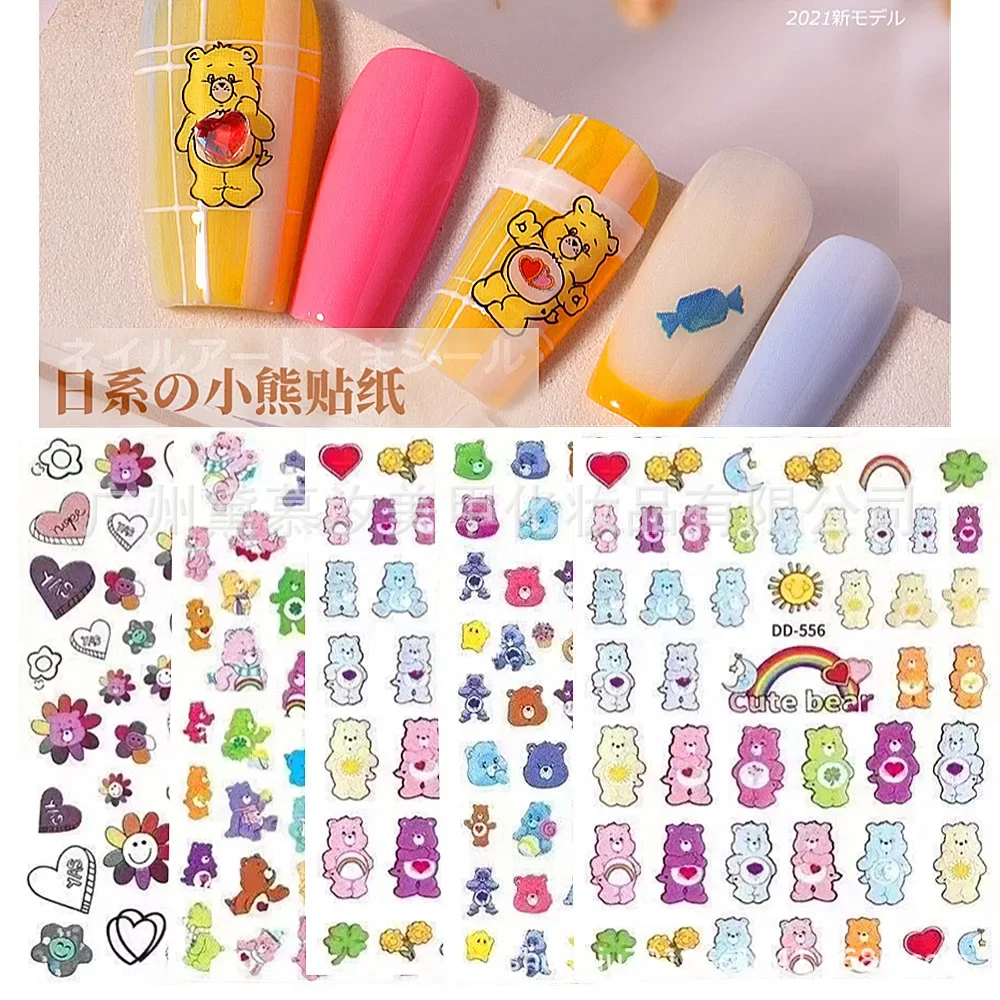 Cartoon Anime Bear Stickers Adesivi Per Unghie Sottili E Resistenti Adesivi Per Unghie Trasparenti Sottili Smerigliati Cute Care Bear Nail Stickers