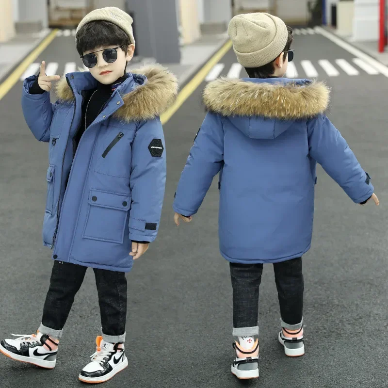 Boys Coat Kids Thicken Warm Outerwear 3 To 14 Yrs Children's Clothing Winter Teenagers Down Jacket Korean Style Windbreaker