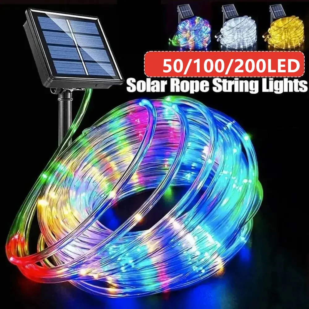 Solar-Powered Waterproof LED String Lights for Outdoor and Home Decoration