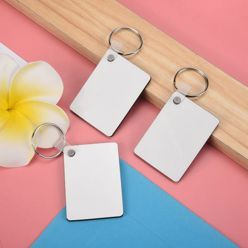 40 Pack Sublimation Keychain Blank Double Sided Heat Transfer Blank MDF Board Key Ring Sublimation DIY