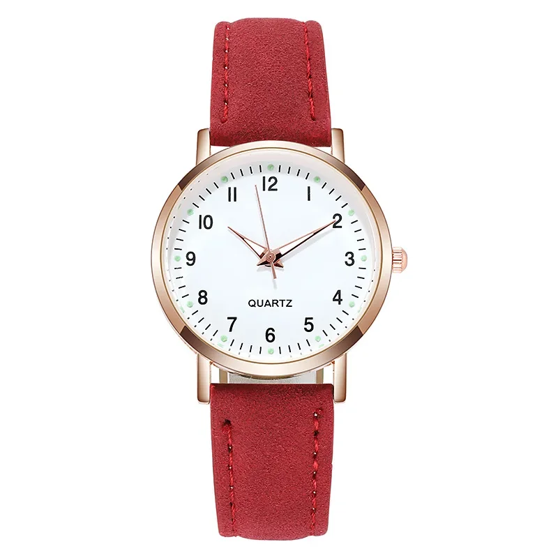 Balacoo Reloj de pulsera de cuero para mujer, reloj de pulsera simple para  mujer, reloj de cuero minimalista para mujeres y niñas, Rojo -, Minimalista