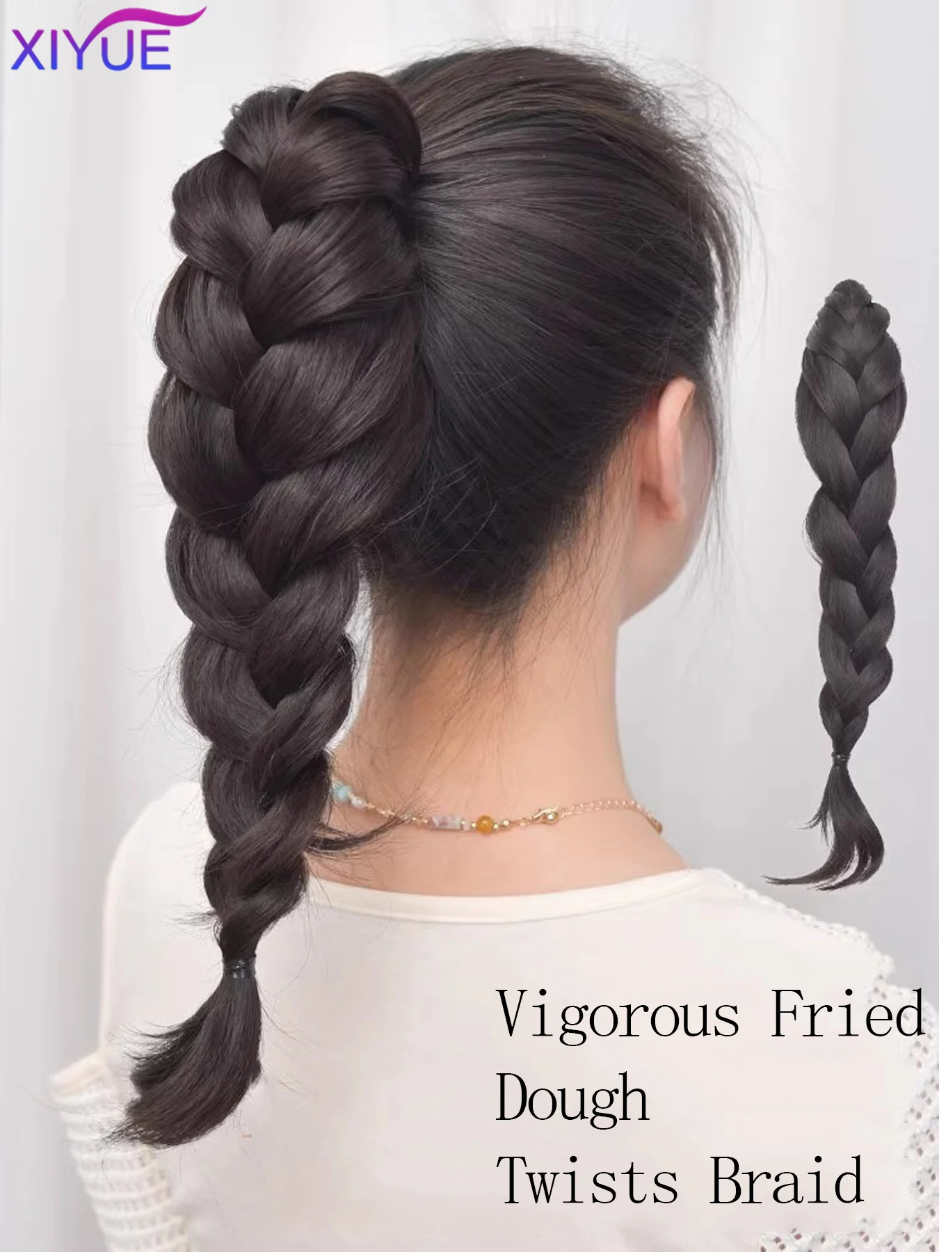 XIYUE Synthetic Long Braided Ponytail Hair Extensions for Women Pony Tail with Hair Rope High Temperature Fiber
