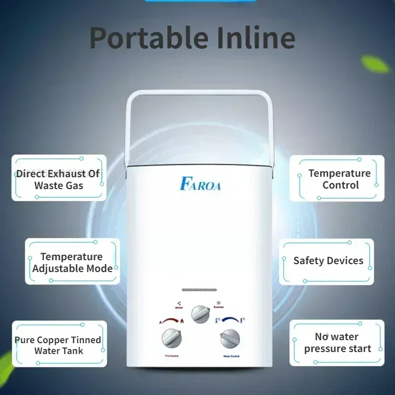LPG Water Heater LPG Propane Gas Tankless Water Heater 6L Outdoor Camping Instant Bath With Shower Head