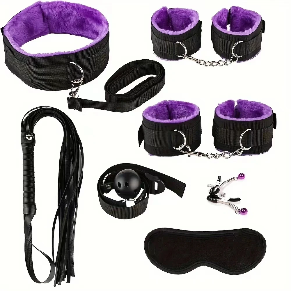 7 Piece Handcuffs Sex Toys For Women BDSM Sexual Couples Kit Erotic Accessories Handcuffs For Anal Plug Sex Game Adult Sexshop