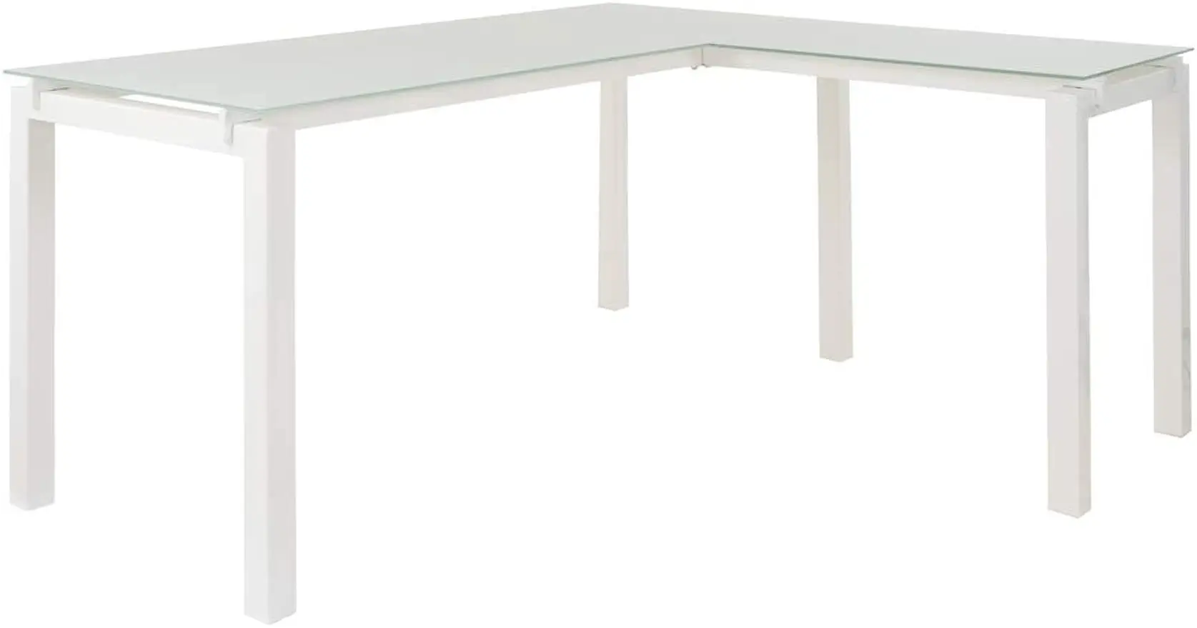 Ashley Baraga Contemporary Glass L-Shaped Desk, White Office  Signature Design