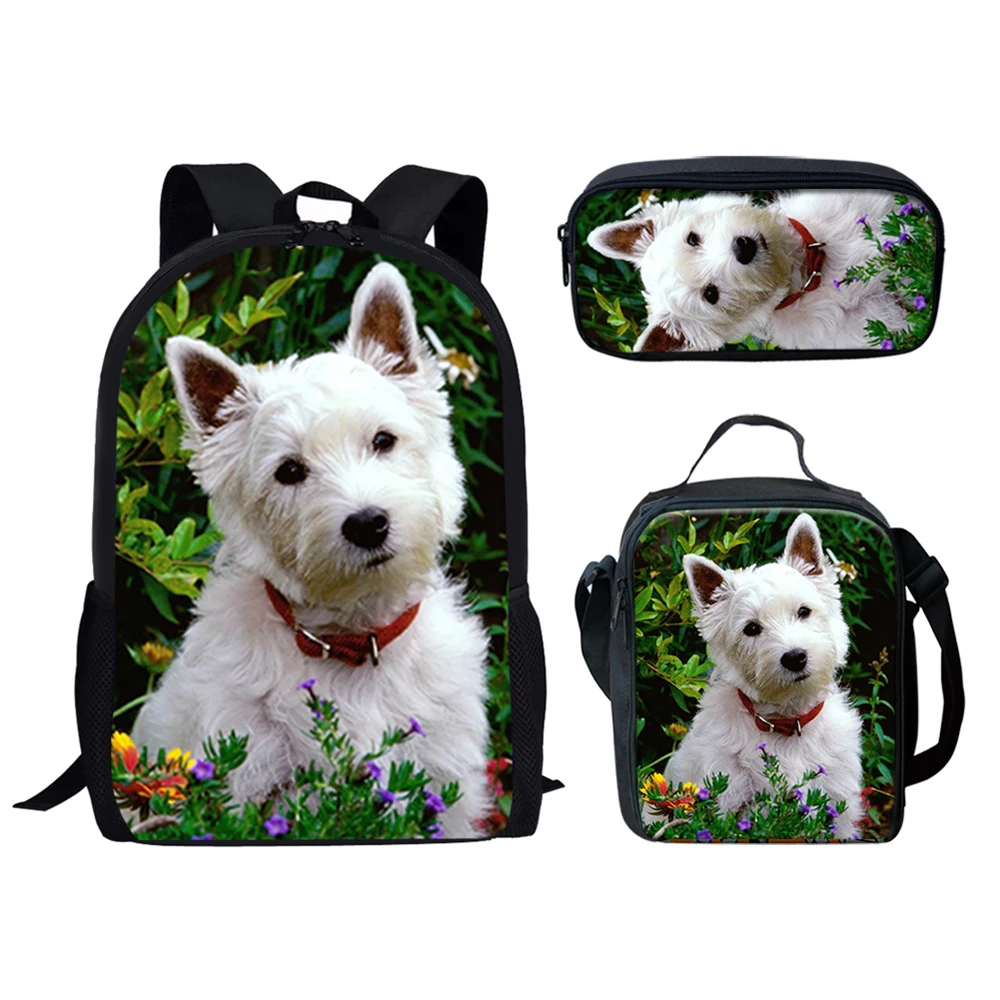 

Schoolbags Teenager Boys 3D West Highland White Terrier Prints Kids School Backpacks Children Orthopedic School Bag
