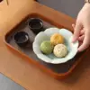Begonia Flower Glass Tray Tea Cup Serving Platter Organizer Jewelry Organizer Tray for Party Guest Room Dining Room Event 6
