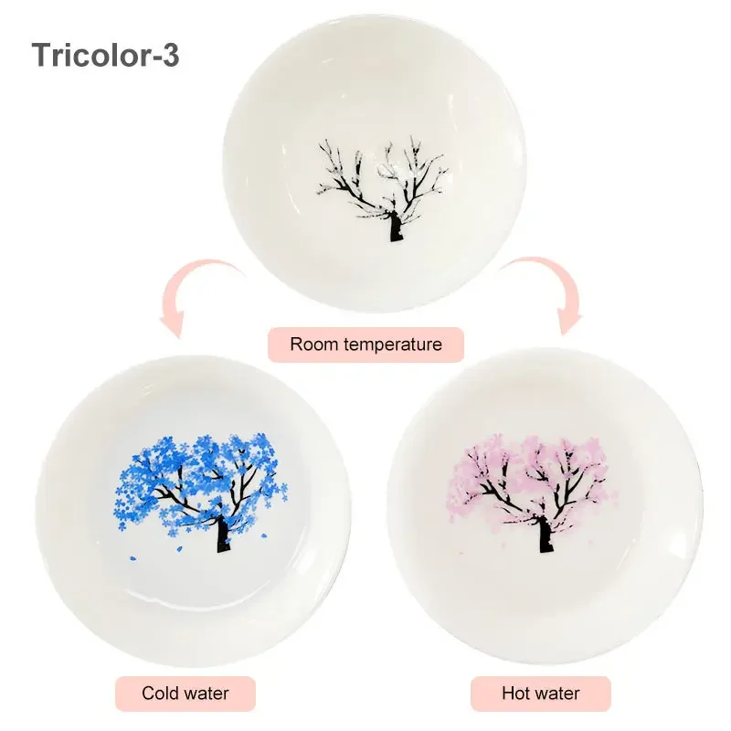 Color Changing Ceramics Tea Cup Japanese-style Sake Glass Cold/Hot Water Discoloration Cherry Blossoms Tea Bowl SGS Food Grade