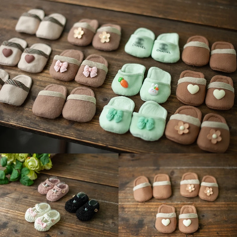 Dvotinst Newborn Photography Props Baby Knitted Wool Handmade Mini Slippers Little Flip Flop Bebe Studio Photo Props Accessories newborn photography props studio shooting photo prop accessories baby mini camera slr cameras for bebe fotografia picture diy