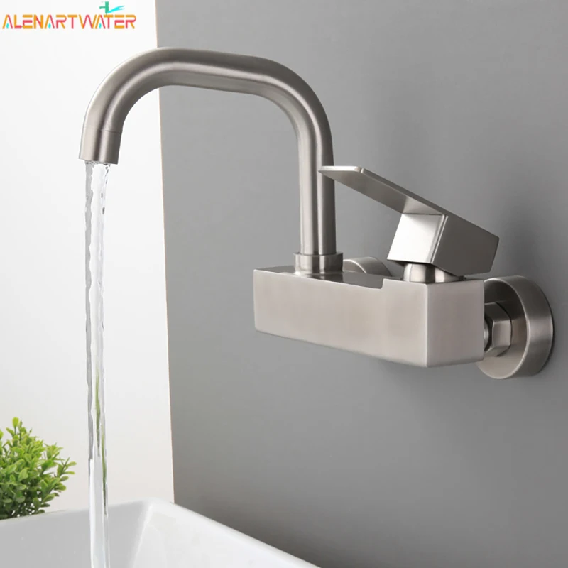 Basin Faucet Wall-mounted Sink Faucet Bathroom Single Hot and Cold Mixing Sink Universal Swivel basin faucet,bathroom faucet
