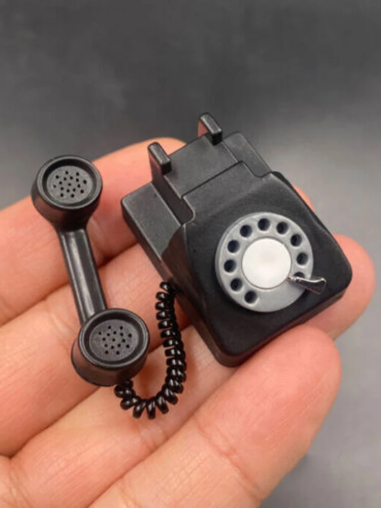 Description Picture 2 of item1/6 Plastic Scale Desk Phone Scene Accessories Telephone Model Desktop Scene for 12" Figure Black Miniatures Decoration Crafts
