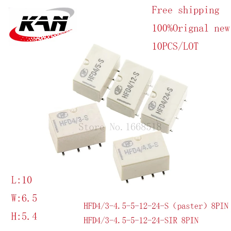 

Free shipping 10pcs relay HFD4/4.5-S HFD4/3-S HFD4/5-S HFD4/12-S HFD4/24-S 3VDC 4.5VDC 5VDC 12VDC 24VDC 2A 4PIN Original New