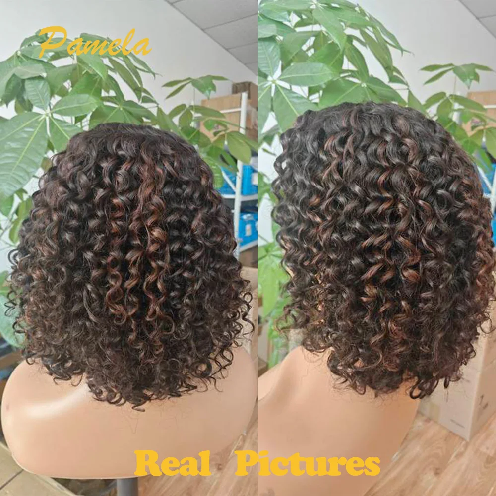 Short Blonde Wig Highlight Bob Glueless Wigs Human Hair Ready To Wear 250 Density Short Curly Brown Colored Human Hair Wigs