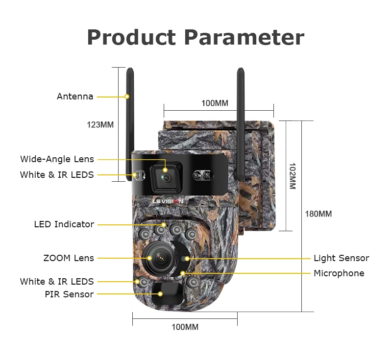 6K 12MP 4G Solar Hunting Trail Camera 60X ZOOM Wireless Outdoor Wildlife Camera