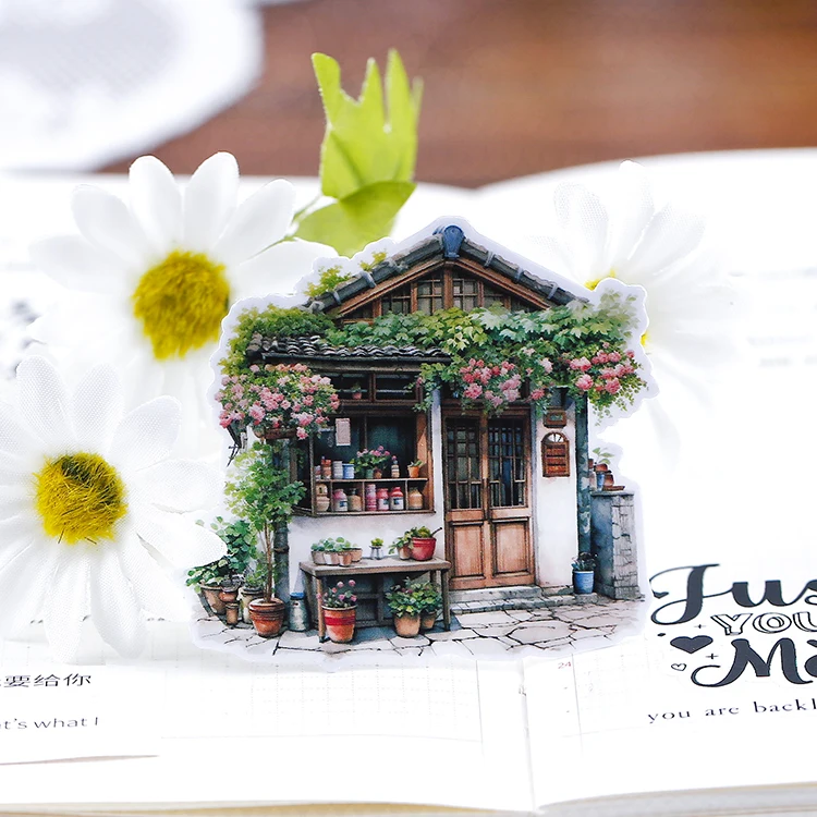 15pcs Cute Journal Notebook Stickers - Flower Meets Southern China, Retro and Cute Designs Waterproof Stationery Supplies
