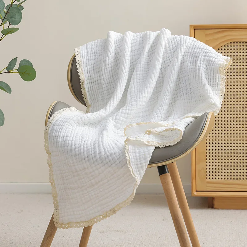 6 Layer Baby Blanket for Newborn Bath Towel Muslin Swaddle Cotton Receive Blanket Swaddling Wrap Lace Langer New Born Bedding