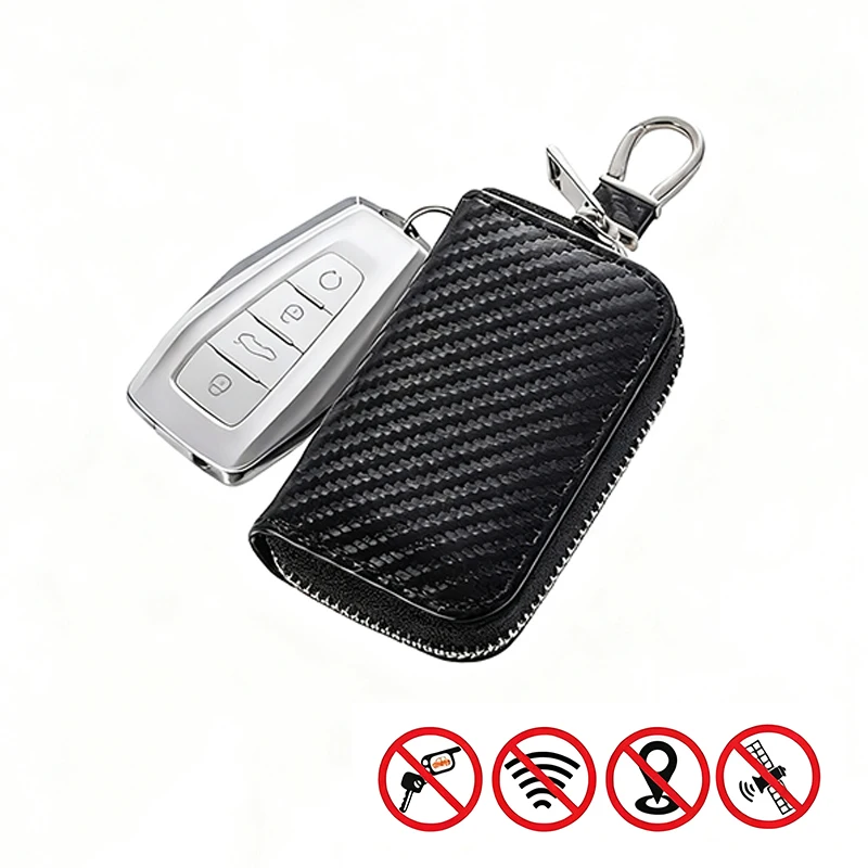 Car Key Signal Blocking Anti-Theft Leather Pouch