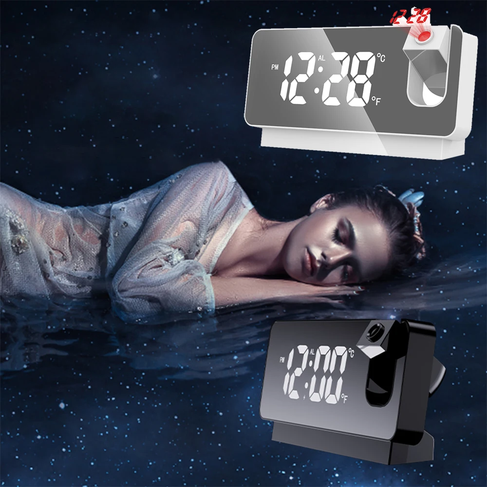 2022 NEW LED Digital Projection Alarm Clock Table Electronic Alarm Clock with Projection Time Projector Bedroom Bedside Clock 2