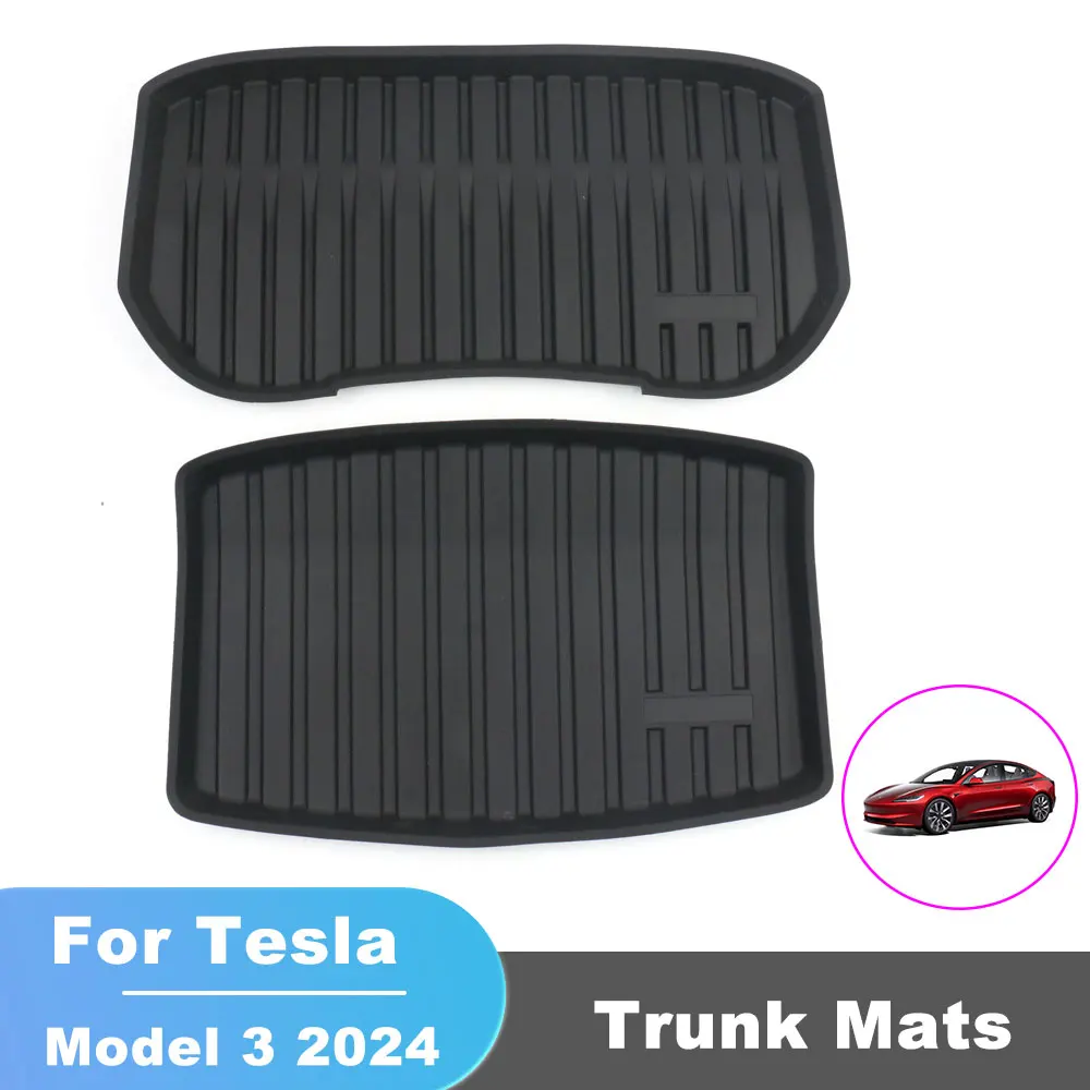 

Cargo Liner All-Weather TPE Non-slip Trunk Mats For Tesla Model 3 2024 Waterproof Boot Tray Front Rear Trunk Carpet Accessory