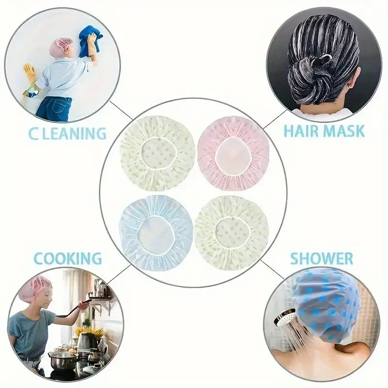 Deluxe Women's Waterproof Shower Cap with Elastic Band - Long Hair Protector and Spa Gift
