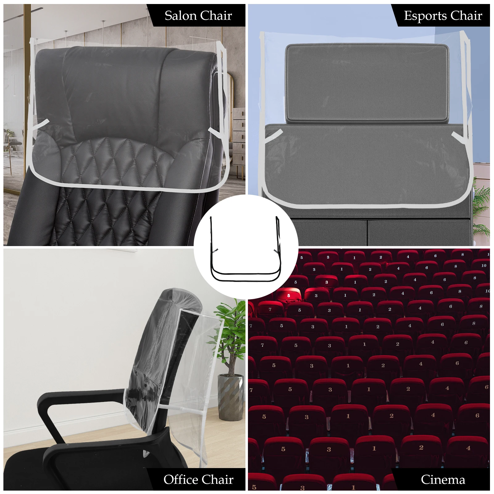 4Pcs Clear Salon Chair Cover Plastic Barber Beauty Salon Chair Protective Cover for Most Spa Hair Salon Office Chair Back Cover