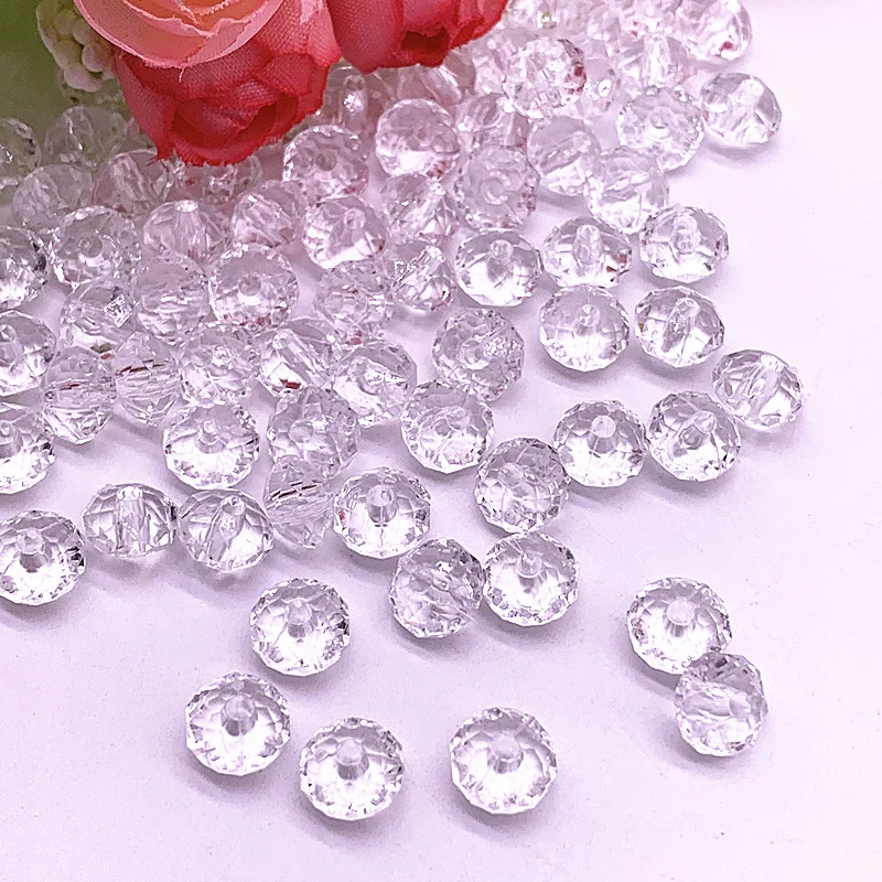 Acrylic Beads 4/6/8/10/12/14/16mm Faceted Transparent White Loose Spacer Beads for Jewelry Making DIY Accessories