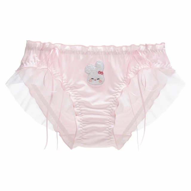Sweet Ruffles Trim Women Panties Cotton Underwear Cute Briefs Cat