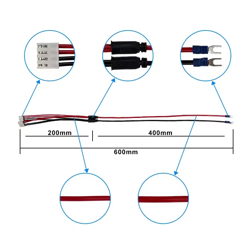 10pcs/lot Pure copper 60cm 4pin Power Supply Cable /LED Power Wire for Outdoor /Indoor LED Display module P2 P3 P4 P5 P10 power supply