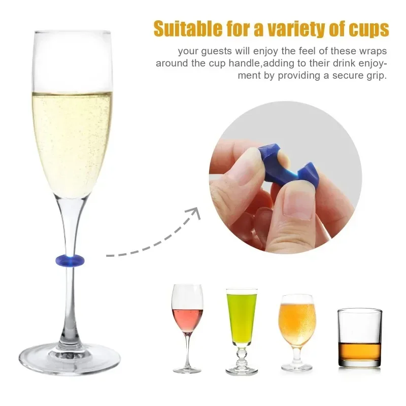 Silicone Red Wine Glass Identification Marker Charm Shot Glass Cup Labels Tag Signs Party Food Drinks Bar Accessories Tool