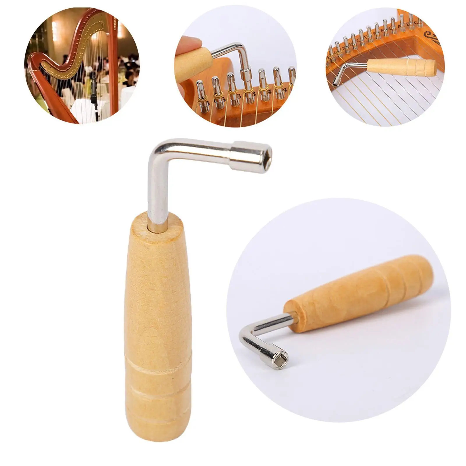 Wooden Tuning Wrench Lyre Harp Lyre Harp Strings Adjustment Wood Handle for