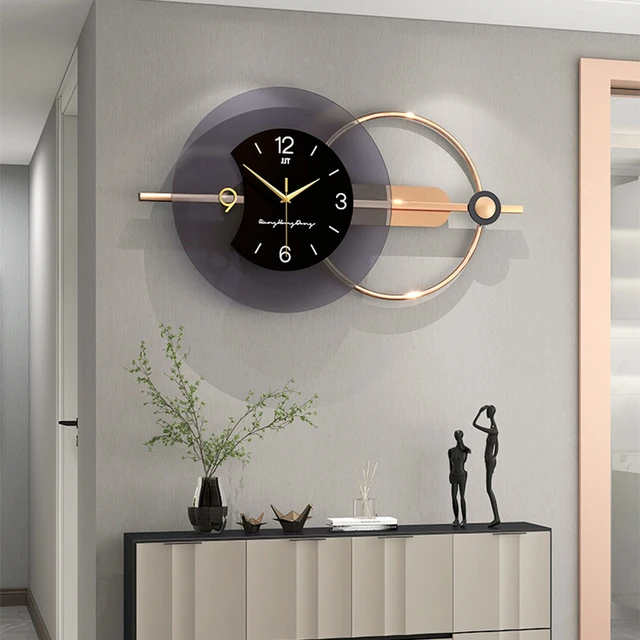 Reloj de pared grande de estilo europeo, relojes de decoración artística de  pared de barrido silencioso Circular para oficina, sala de estar, BLESIY  Reloj de pared