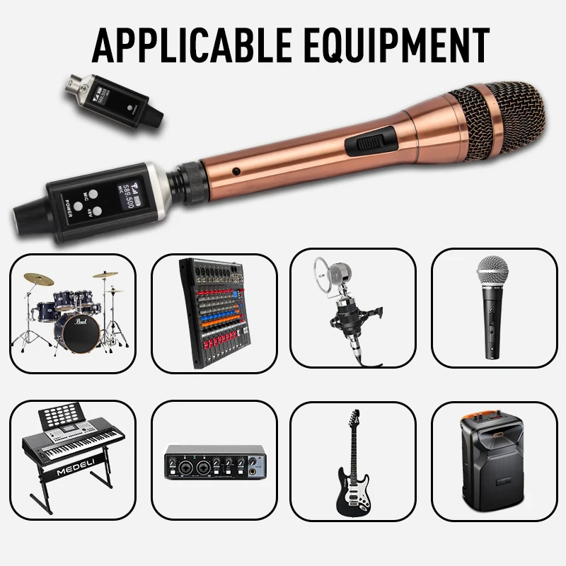 UHF Wireless Microphone System for XLR Mic Adapter 48V Power 16 Channels Audio Transmitter and Receiver Mic