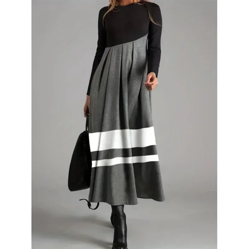 Solid Color Round Neck Long Sleeve Casual Cardigan and Suspender Slim Midi Dress Set main image 0