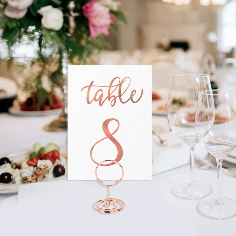 10/15pcs Metal Love Heart Card Holders Rose Golden Table Number stand Place Card Photo Message Clip Wedding Party Table Decor