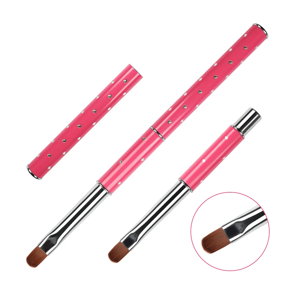 ANGNYA 1Pcs Professional Manicure UV Gel Brush Pen Pink Metal Handle Flower Drawing Nail Art Brush Manicure Phototherapy Tools 4