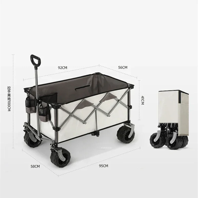 Outdoor Camping Trolley with Wheels European Portable Garden Carts Folding Shopping Cart Leisure Beach Cart Garden Supplies GZ