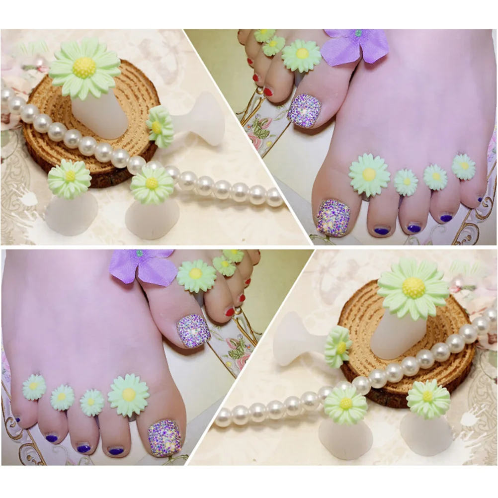 Silicone Toe Separators Foot Comfort Spacers Daisy Flower Design Nail Sandal Friendly Anti Smear Fresh Polish Soft Premium