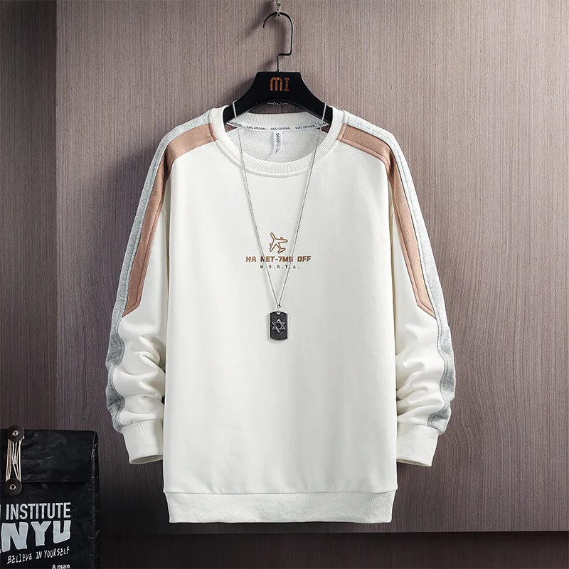 2021 Autumn New Hong Kong Fashion Brand Men's Wear Youth Round Neck Loose Casual Color Matching Sweater Men