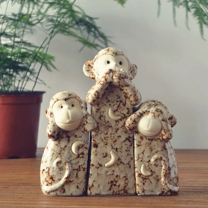 

Creative Ceramics Don't Listen Don't Look Don't Say Three Nos Monkey Cute Home Living Room TV Cabinet Office Crafts Decoration