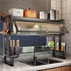 Home Dish Tableware Storage Cabinets Kitchen Sink Rack Sink Dustproof Cupboard Multifunction Kitchen Cabinets with Drain Rack W 2